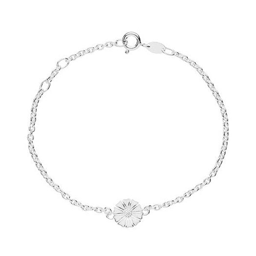 Lund Copenhagen Marguerit armbånd i 925 sølv med hvid emalje 9 mm